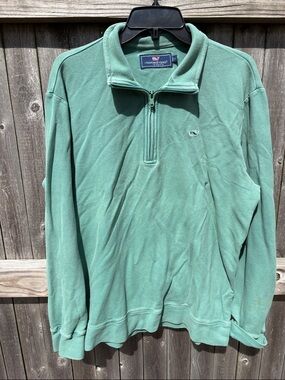 Vineyard Vines large sage green cotton 1/4 neck